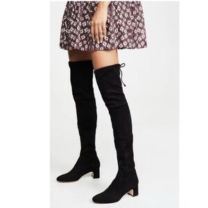 Stuart Weitzman Kirstie 90 Over The Knee Suede Boots 5 Narrow Black Thigh High